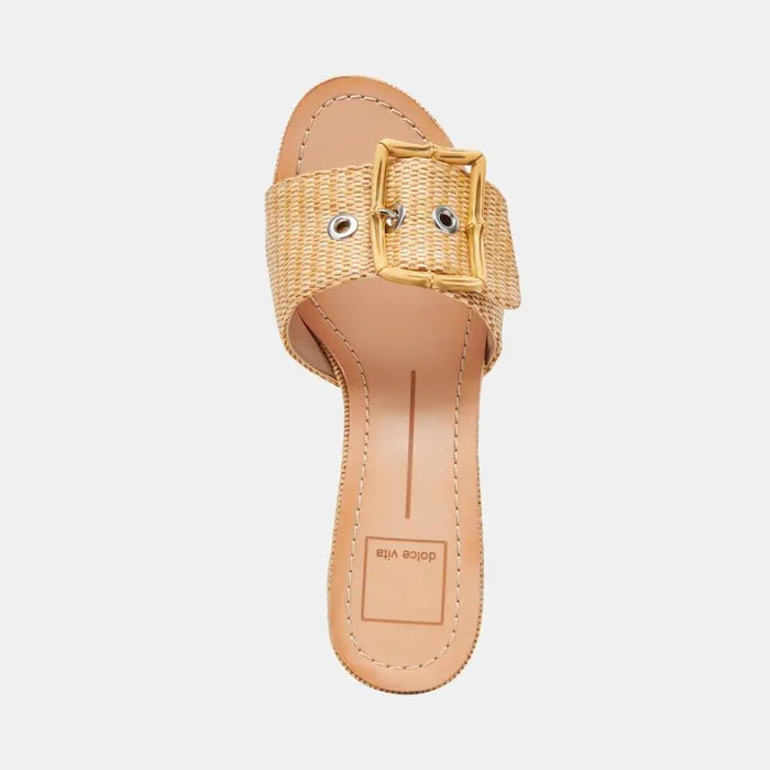 Heels Women Dolce Vita Lucey Wide Heels Warm Natural Raffia