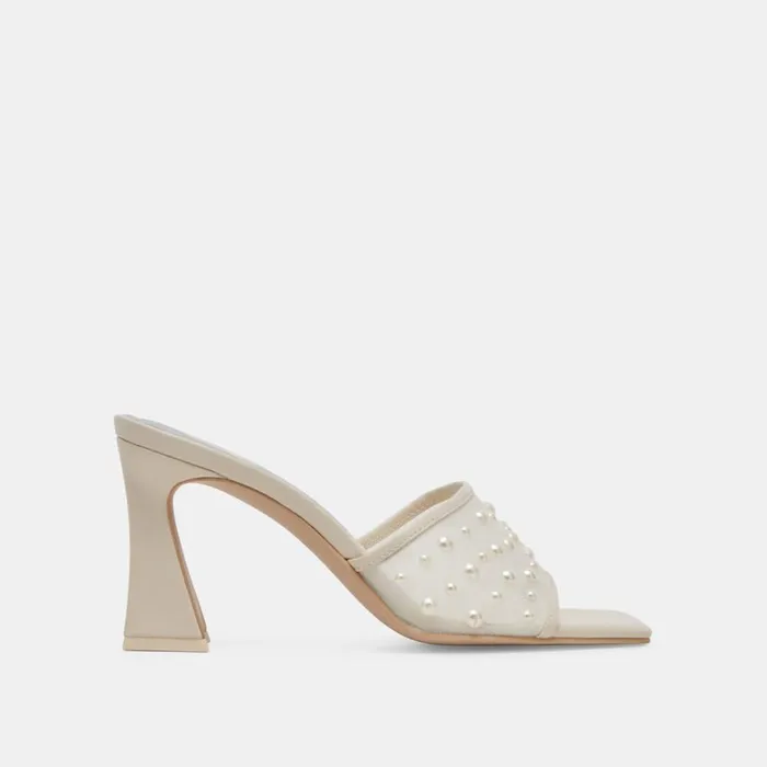 Heels Women Dolce Vita Narda Pearl Heels Ivory Mesh