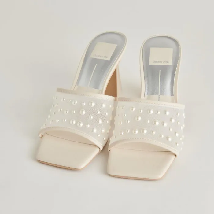 Heels Women Dolce Vita Narda Pearl Heels Ivory Mesh