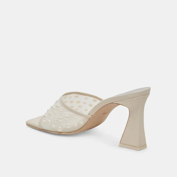 Heels Women Dolce Vita Narda Pearl Heels Ivory Mesh