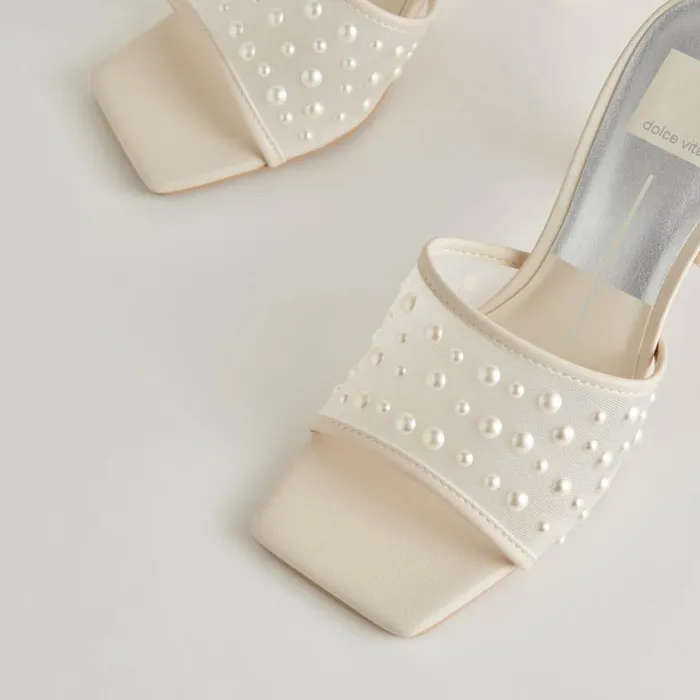 Heels Women Dolce Vita Narda Pearl Heels Ivory Mesh