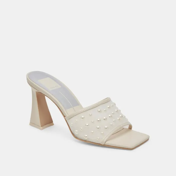 Heels Women Dolce Vita Narda Pearl Heels Ivory Mesh