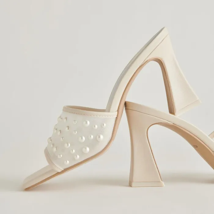 Heels Women Dolce Vita Narda Pearl Heels Ivory Mesh