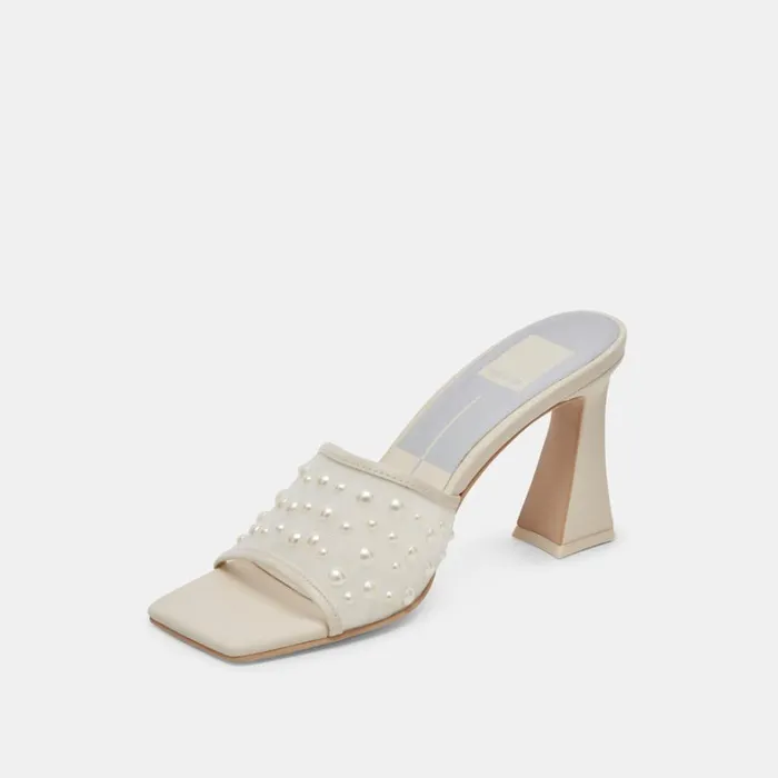 Heels Women Dolce Vita Narda Pearl Heels Ivory Mesh