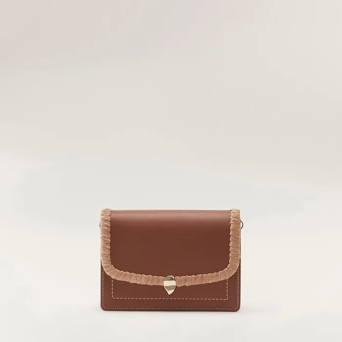 Helen Kaminski Dauphine Crossbody With Raffia Cuoio Nougat Bags Cross Body Bags