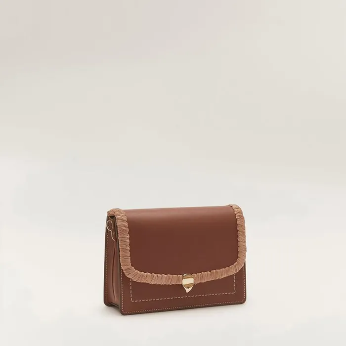 Helen Kaminski Dauphine Crossbody With Raffia Cuoio Nougat Bags Cross Body Bags