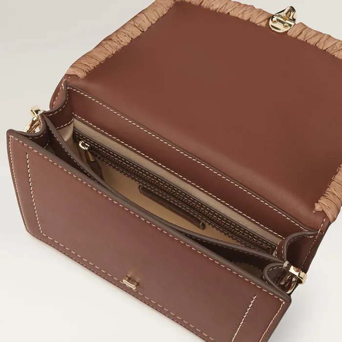 Helen Kaminski Dauphine Crossbody With Raffia Cuoio Nougat Bags Cross Body Bags