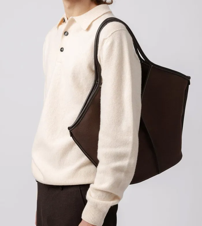 Hereu CALELLA 8211 Leathertrimmed Organic Cotton Tote Bag WomenMen Shoulder Bags