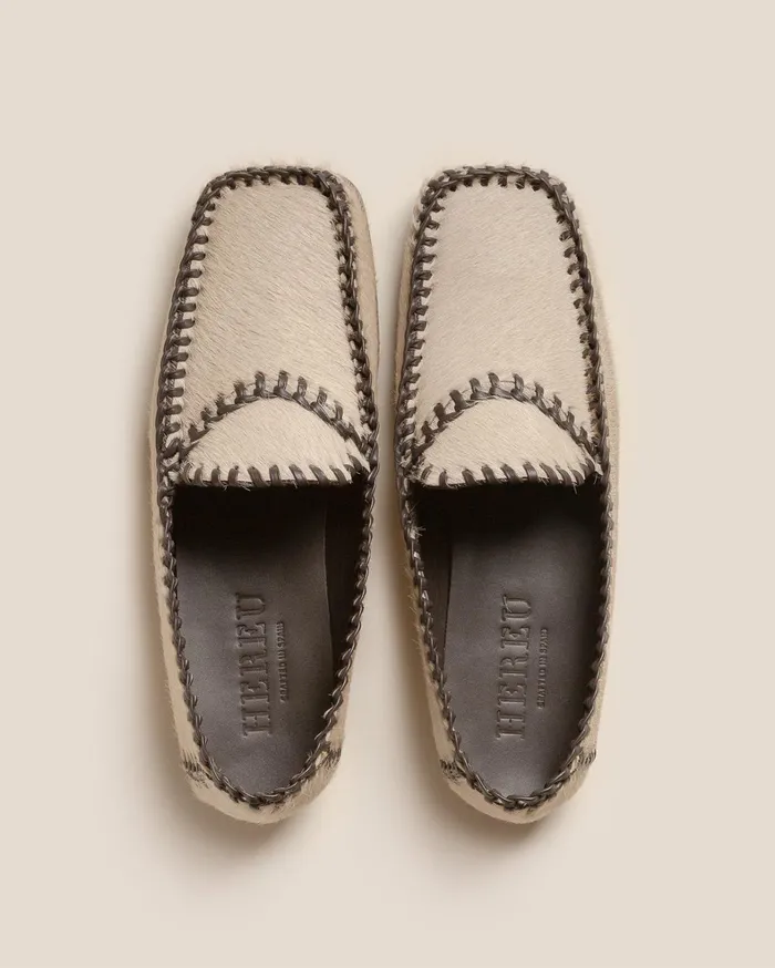 Hereu SOLLERIC CALF HAIR 8211 Braided Seams Pullon Loafer Women Loafers