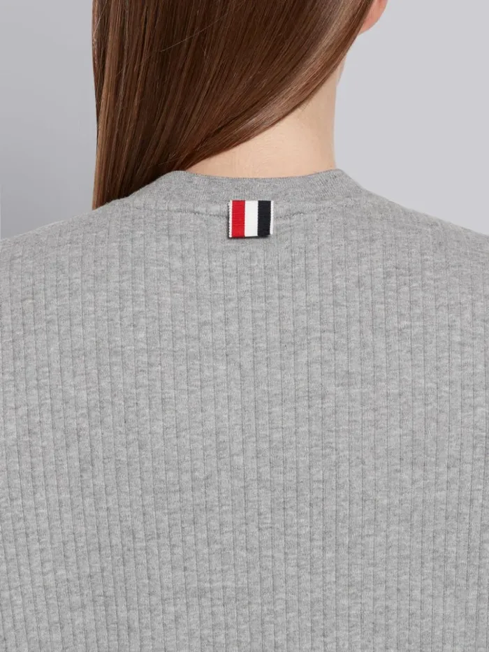 High Twisted Rib Side Insert 4bar Tshirt Light Grey Women Thom Browne Tshirts and Polos