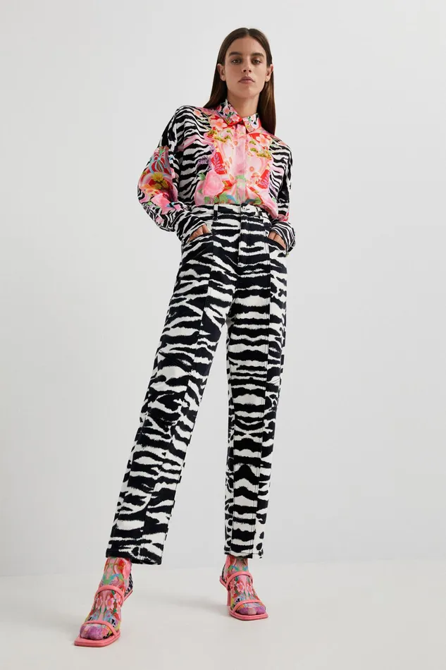 Highwaisted Long Trousers Women Desigual Pants and Leggings