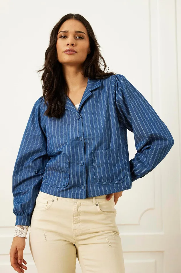 HUDSON SHIRT 16031 509 Denim Blue 509 Women IN FRONT BLOUSES SHIRTS