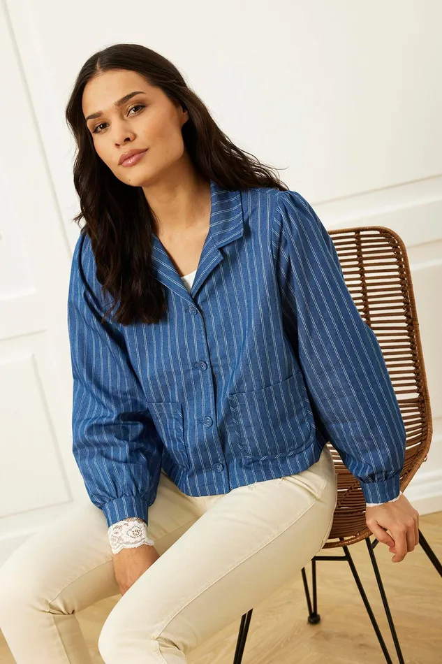 HUDSON SHIRT 16031 509 Denim Blue 509 Women IN FRONT BLOUSES SHIRTS