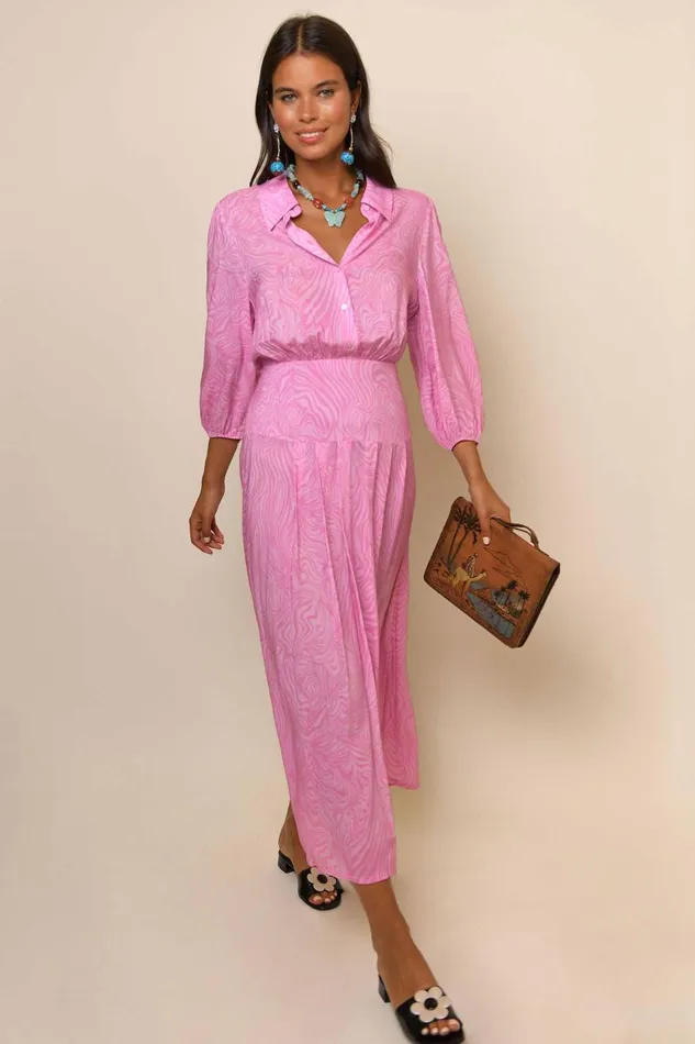 Izzy Pink Marble Zebra Women RIXO Dresses