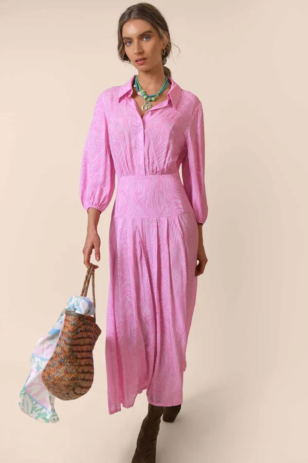 Izzy Pink Marble Zebra Women RIXO Dresses Izzy Pink Marble Zebra Women RIXO Dresses