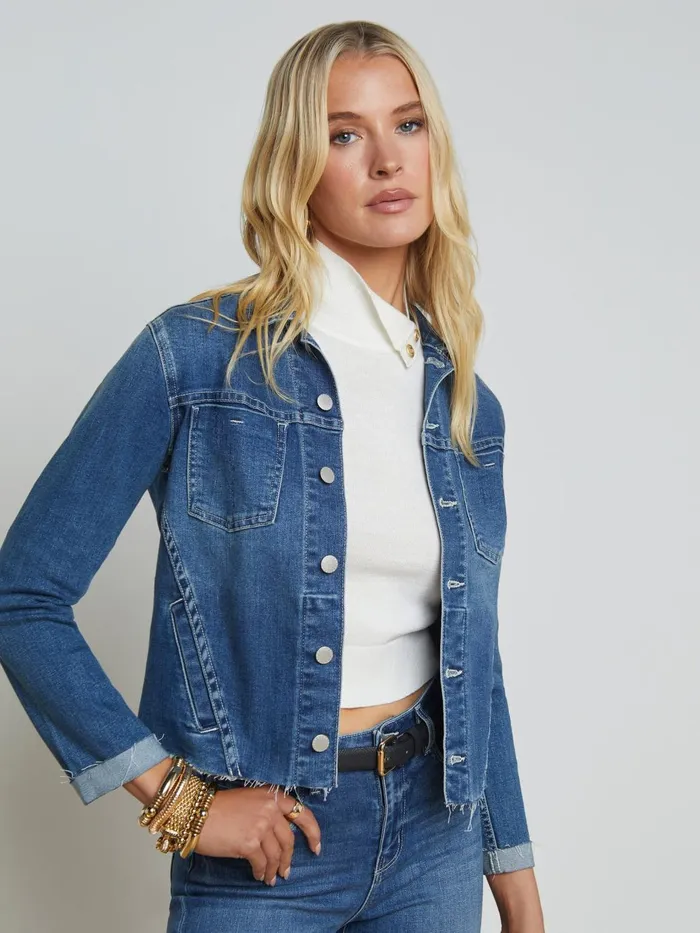 Janelle Denim Jacket Stanton Women L039Agence Blazers and Jackets