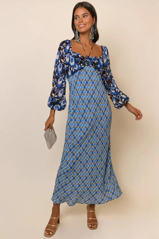 Jeanie Blue Starlet Floral Mix Women RIXO Dresses