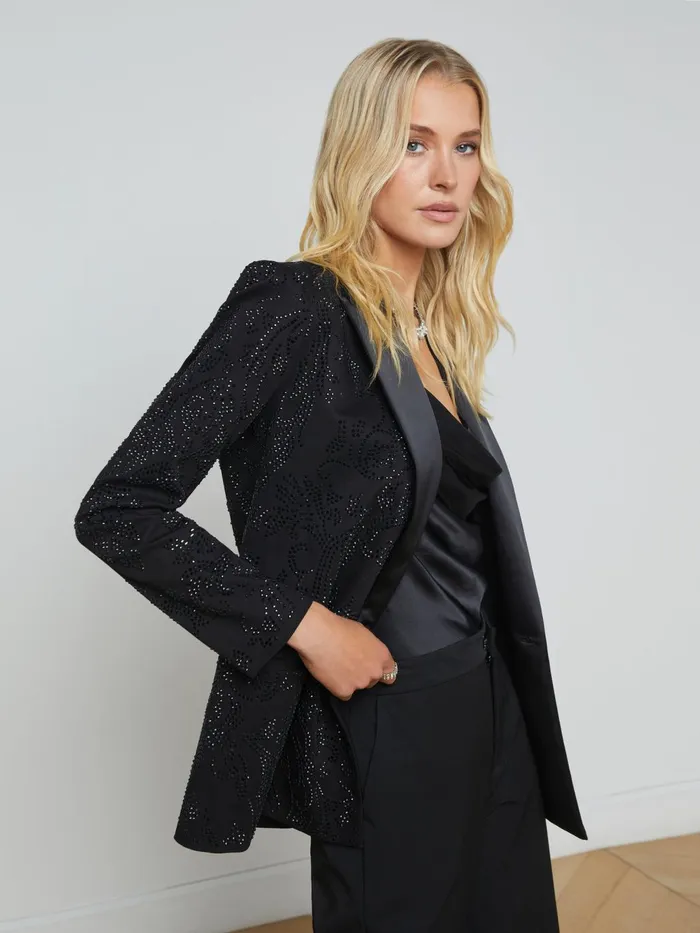 Jericho Rhinestone Blazer Black Crystal Women L039Agence Blazers and Jackets Jericho Rhinestone Blazer Black Crystal Women L039Agence Blazers and Jackets