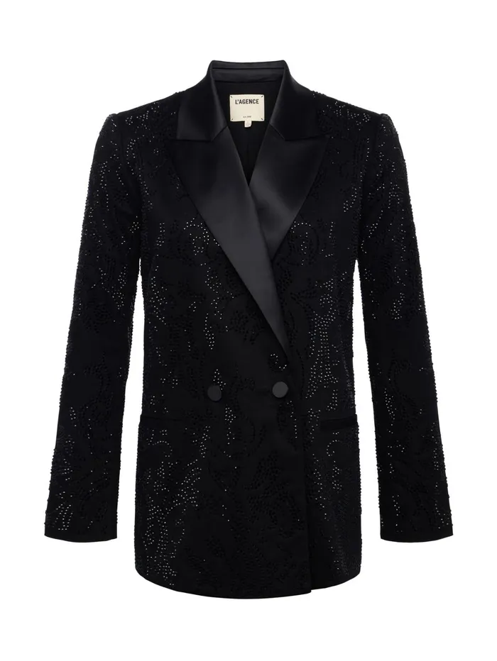 Jericho Rhinestone Blazer Black Crystal Women L039Agence Blazers and Jackets Jericho Rhinestone Blazer Black Crystal Women L039Agence Blazers and Jackets
