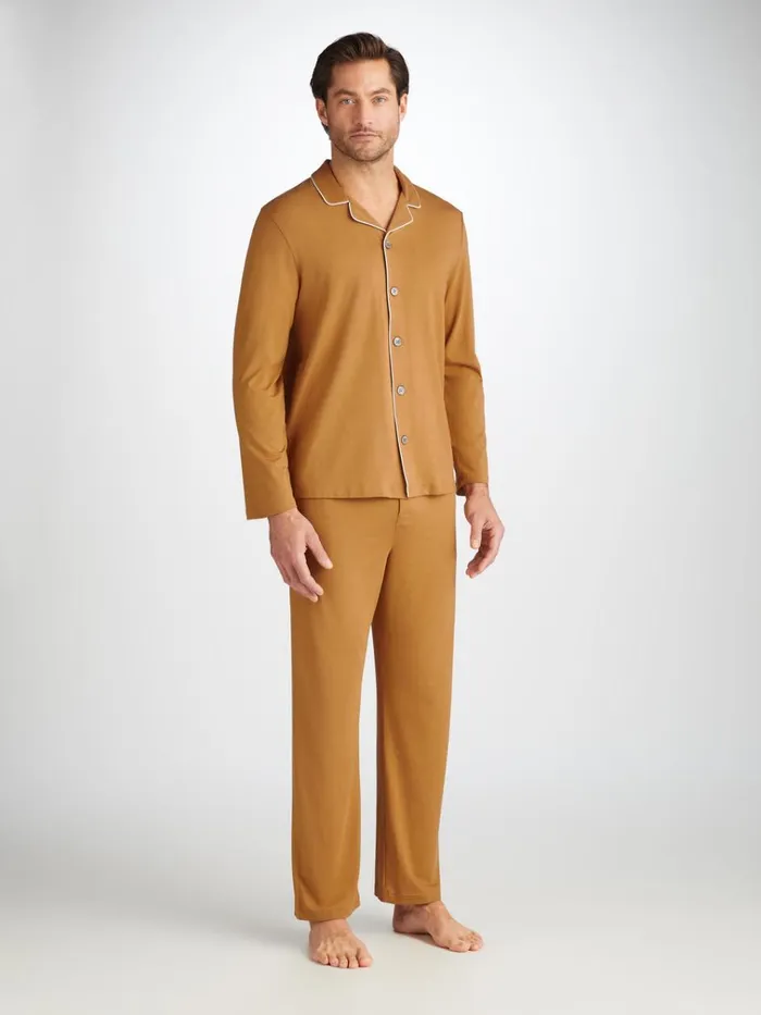 Jersey Pajamas Men Derek Rose Pajamas Basel Micro Modal Stretch Gold
