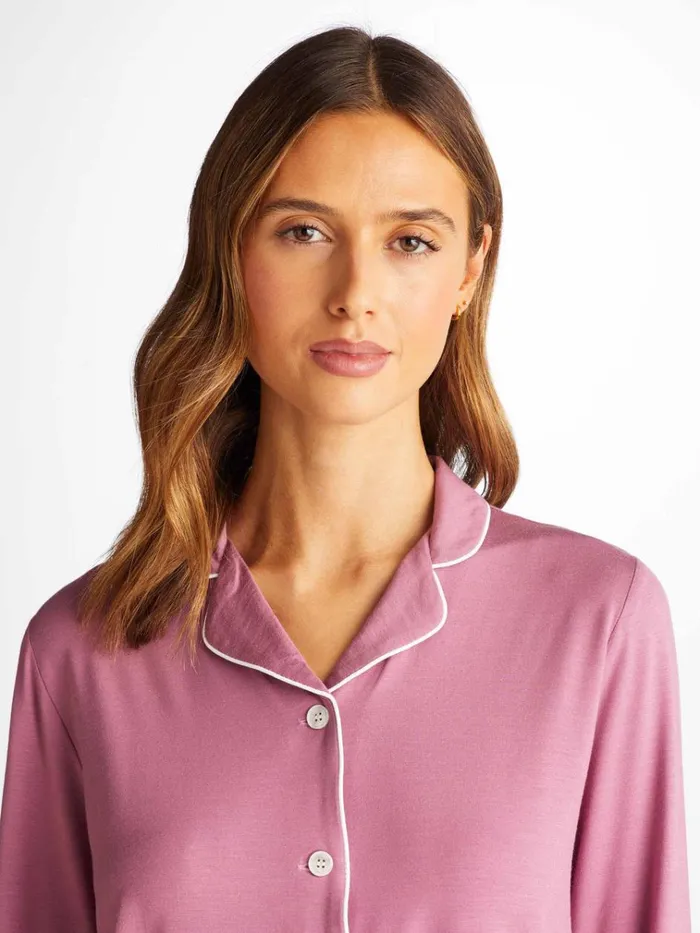 Jersey Pajamas Women Derek Rose Pajamas Lara Micro Modal Stretch Orchid Purple