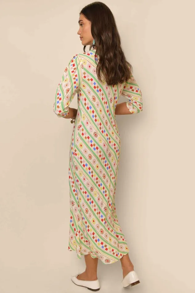 Jess Cream Retro Stripe Women RIXO Dresses Jess Cream Retro Stripe Women RIXO Dresses