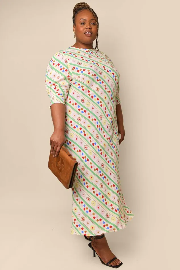 Jess Cream Retro Stripe Women RIXO Dresses Jess Cream Retro Stripe Women RIXO Dresses