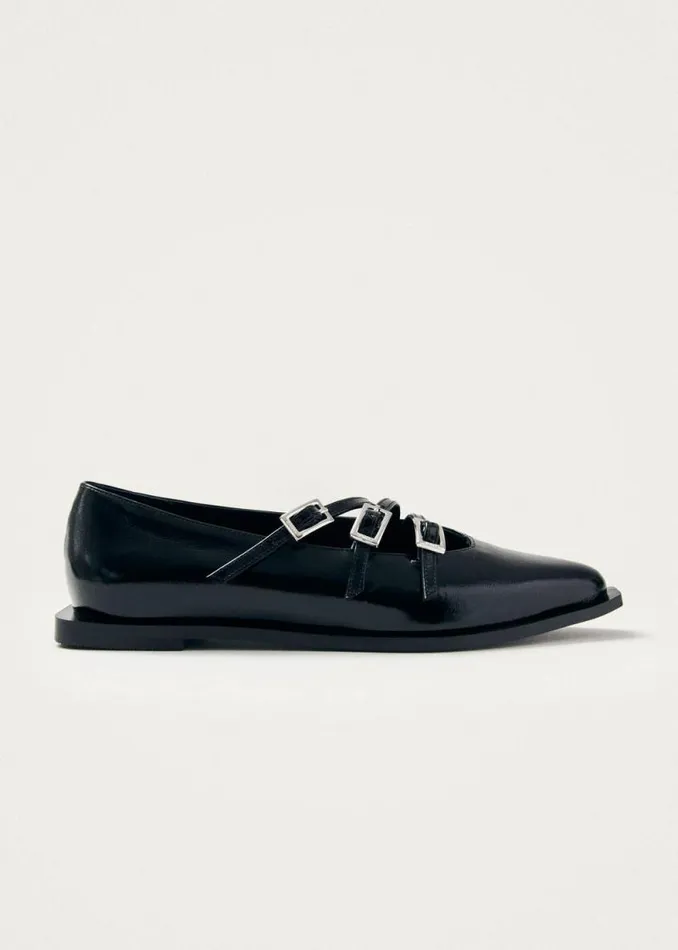 Jive Onix Black Leather Ballet Flats Women ALOHAS Ballet Flats