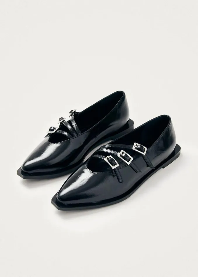 Jive Onix Black Leather Ballet Flats Women ALOHAS Ballet Flats