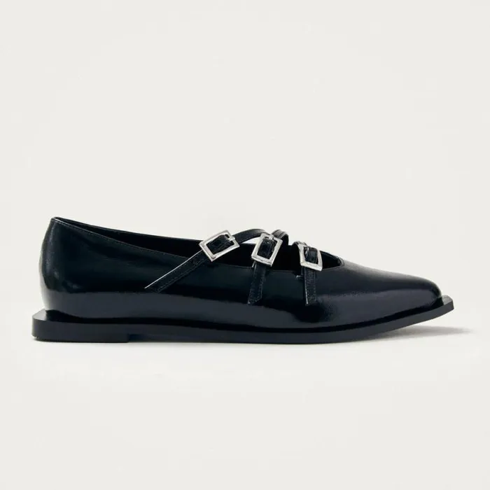 Jive Onix Black Leather Ballet Flats Women ALOHAS Ballet Flats