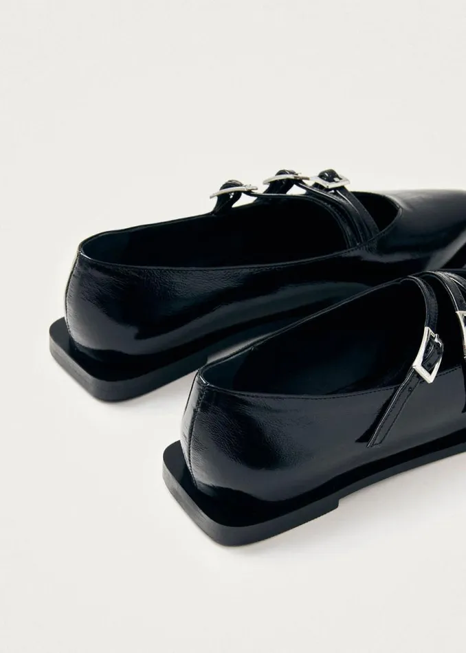 Jive Onix Black Leather Ballet Flats Women ALOHAS Ballet Flats