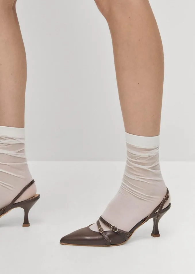 Joelle Brown Leather Pumps Women ALOHAS Heels