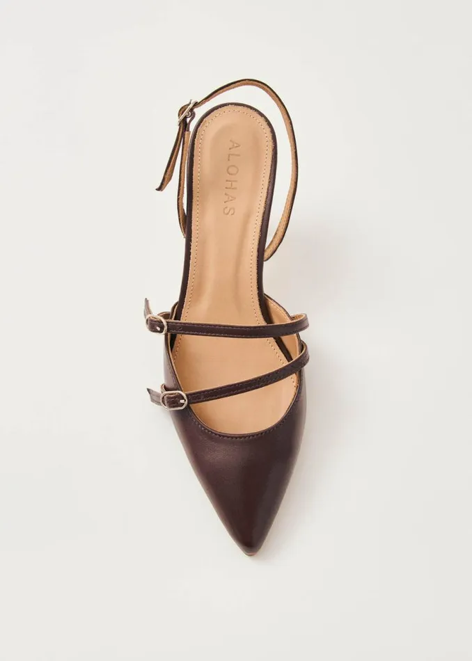Joelle Brown Leather Pumps Women ALOHAS Heels