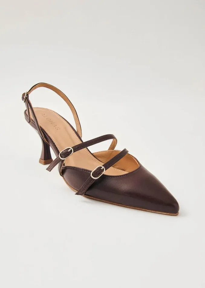 Joelle Brown Leather Pumps Women ALOHAS Heels