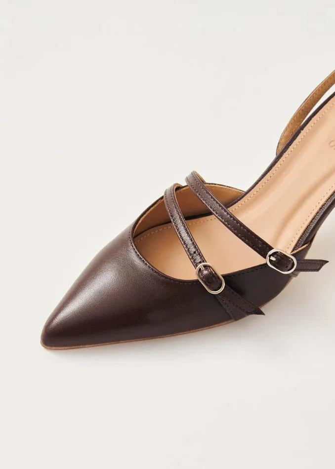 Joelle Brown Leather Pumps Women ALOHAS Heels