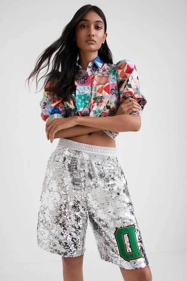 Johnson Hartig Sequined Shorts Women Desigual Pants and Leggings