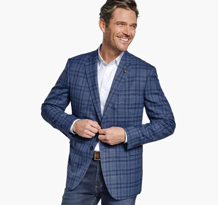 JohnstonandMurphy Blazers Small Glen Plaid Blazer Blue 8211 Men