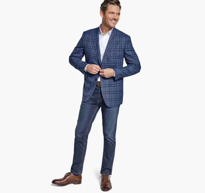 JohnstonandMurphy Blazers Small Glen Plaid Blazer Blue 8211 Men