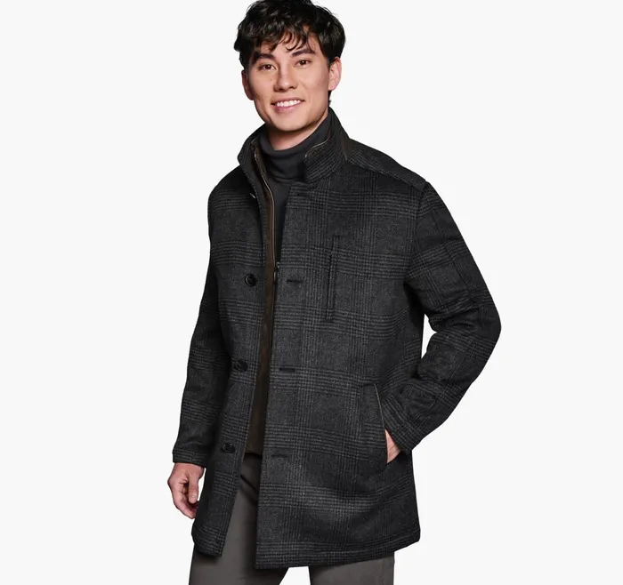 JohnstonandMurphy Coats Jackets and Vests Upton Car Coat Charcoal Plaid 8211 Men JohnstonandMurphy Coats Jackets and Vests Upton Car Coat Charcoal Plaid 8211 Men