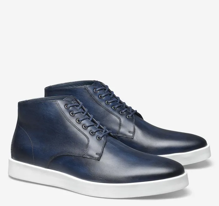 JohnstonandMurphy LaceUps Bolivar Plain Toe Boot Navy Handstained Calfskin 8211 Men