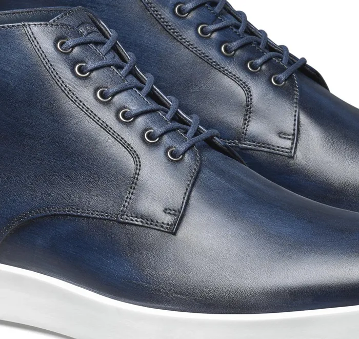 JohnstonandMurphy LaceUps Bolivar Plain Toe Boot Navy Handstained Calfskin 8211 Men JohnstonandMurphy LaceUps Bolivar Plain Toe Boot Navy Handstained Calfskin 8211 Men