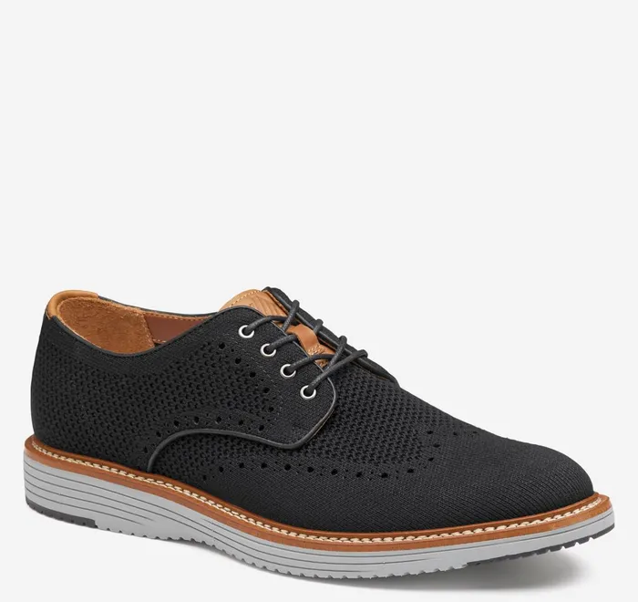 JohnstonandMurphy LaceUps Upton Knit Wingtip Black Knit 8211 Men
