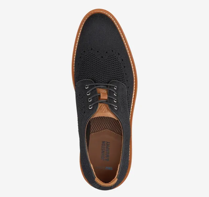 JohnstonandMurphy LaceUps Upton Knit Wingtip Black Knit 8211 Men