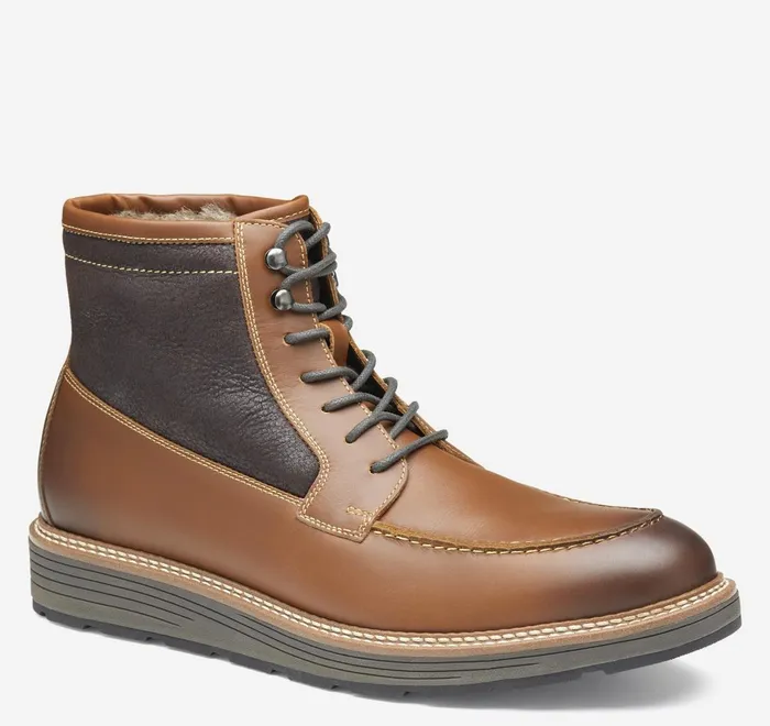 JohnstonandMurphy LaceUps Upton Lug Shearling Moc Toe Boot Dark Tan Waterproof Full Grain 8211 Men