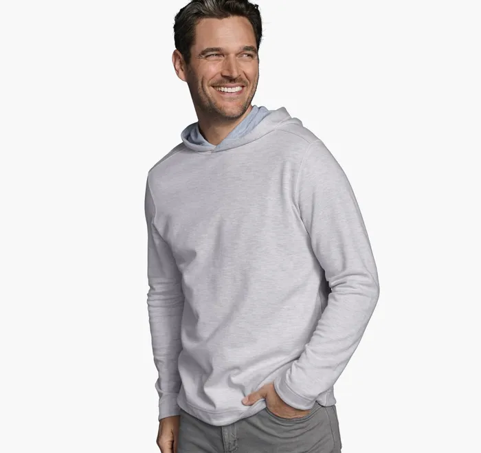 JohnstonandMurphy Loungewear Reversible Knit Hoodie Whitestorm 8211 Men