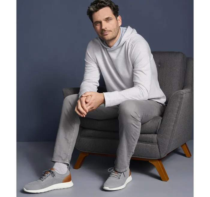 JohnstonandMurphy Loungewear Reversible Knit Hoodie Whitestorm 8211 Men