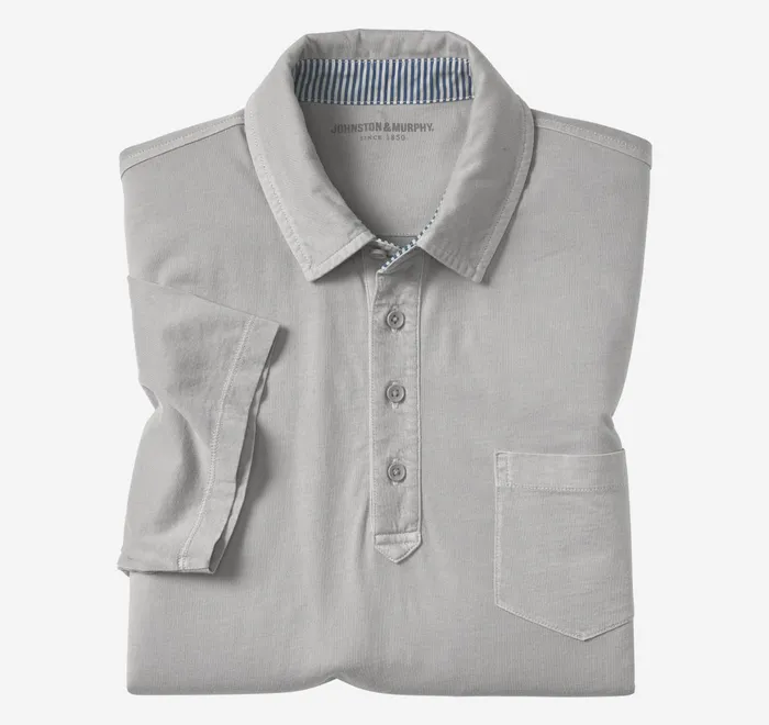 JohnstonandMurphy Polos and Tees Garment Dyed Polo Gray 8211 Men