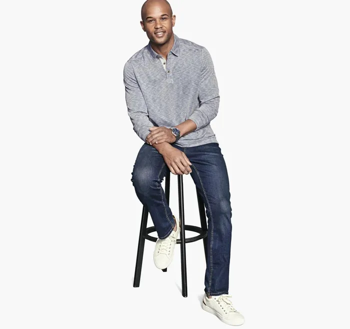 JohnstonandMurphy Polos and Tees Vintage Slub LongSleeve Polo Indigo 8211 Men JohnstonandMurphy Polos and Tees Vintage Slub LongSleeve Polo Indigo 8211 Men