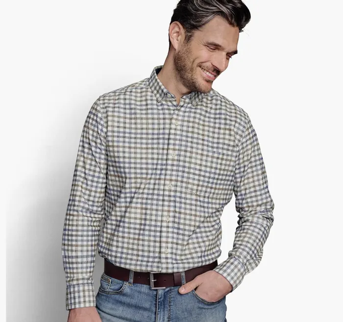 JohnstonandMurphy Shirts Corduroy Shirt Ivory Plaid 8211 Men