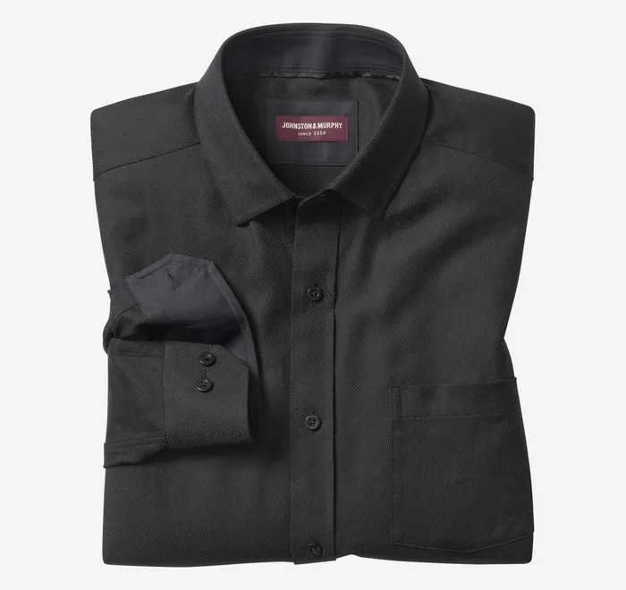 JohnstonandMurphy Shirts Premium Cotton Shirts Black Birdseye 8211 Men